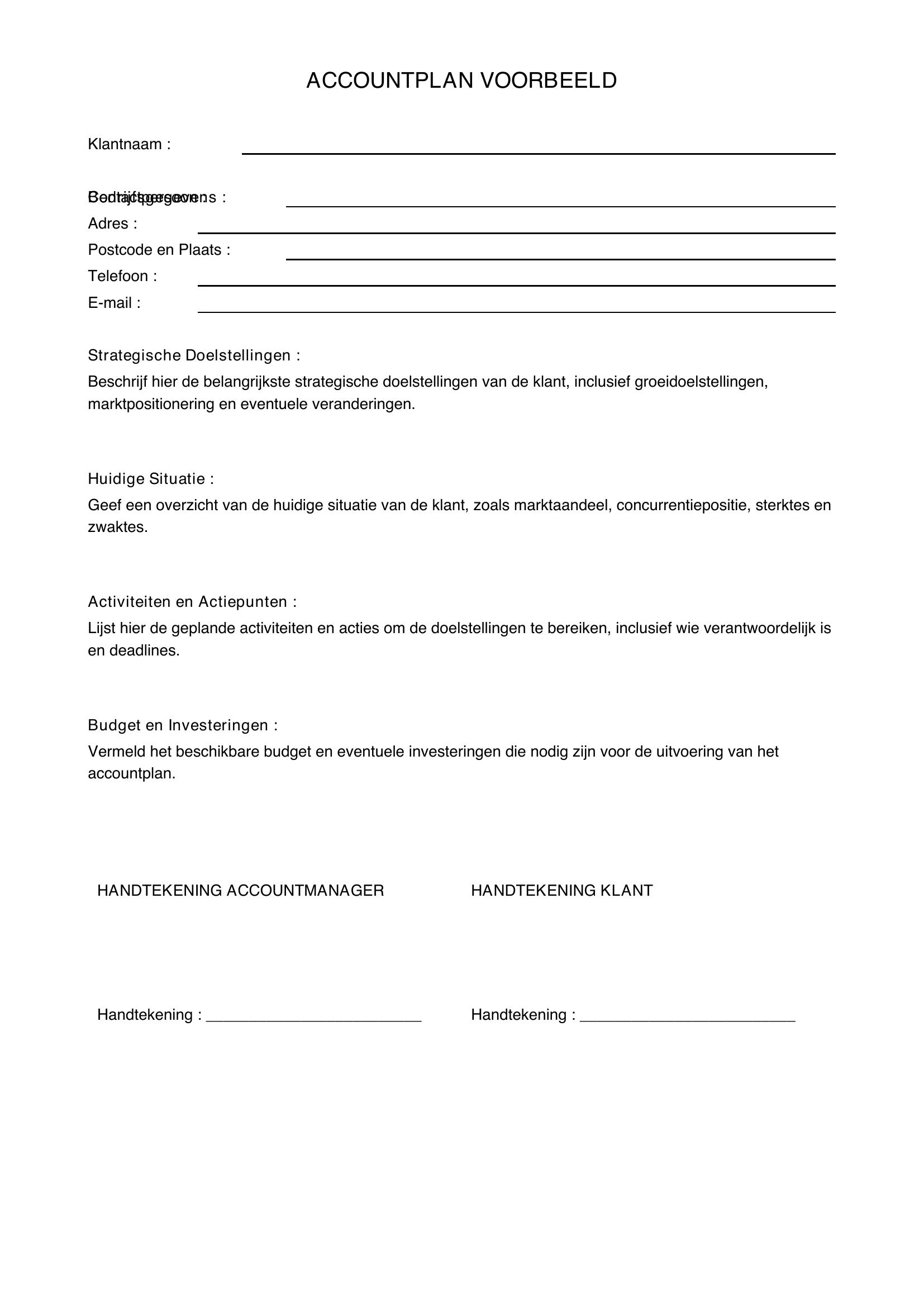Accountplan Voorbeeld