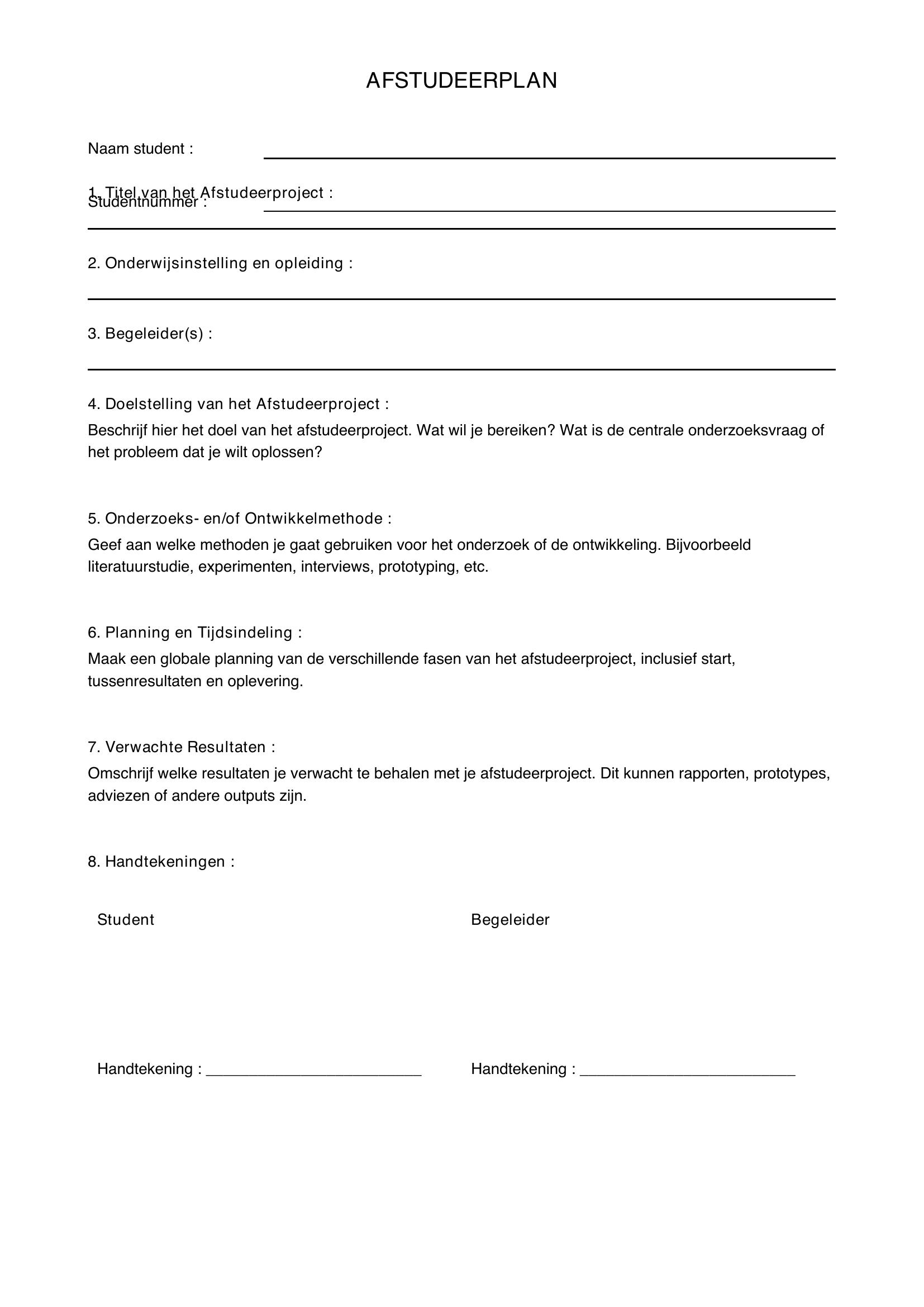 Afstudeerplan