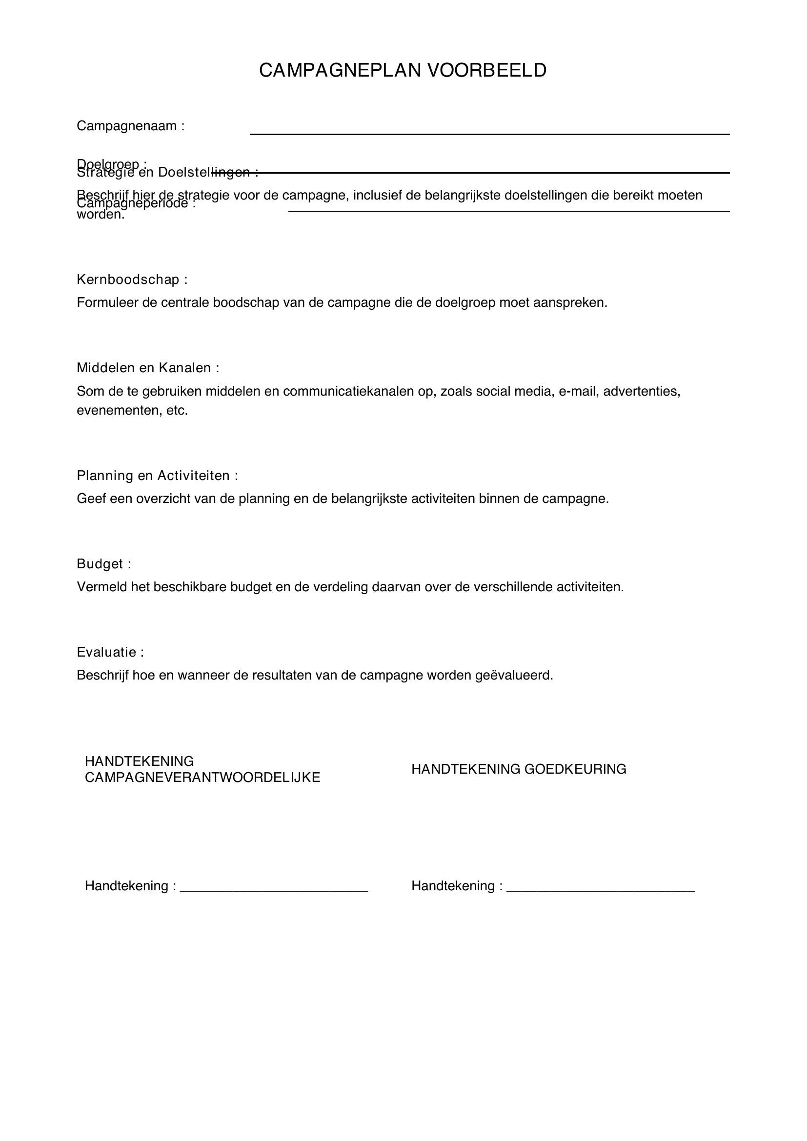 Campagneplan Voorbeeld