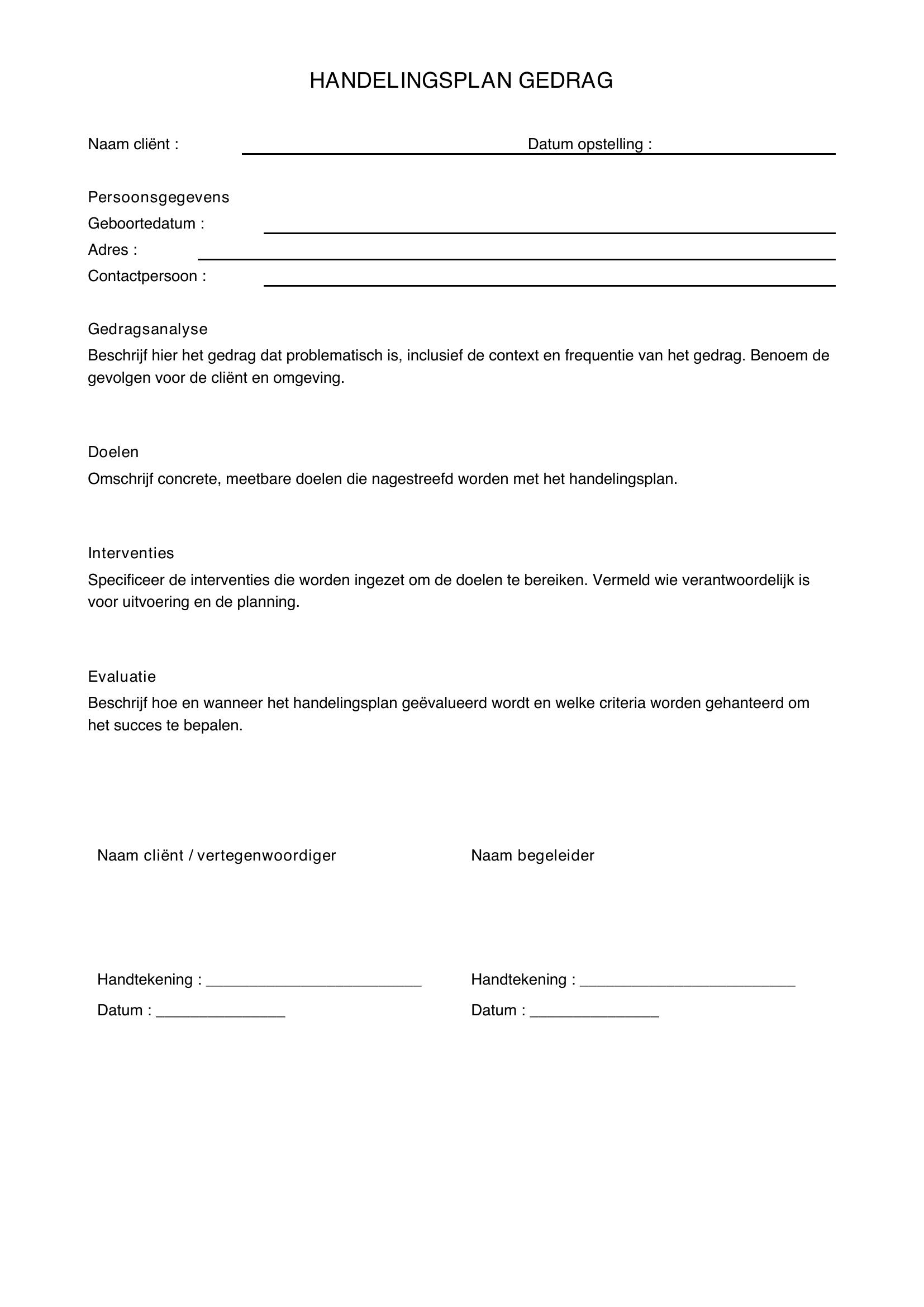 Handelingsplan Gedrag