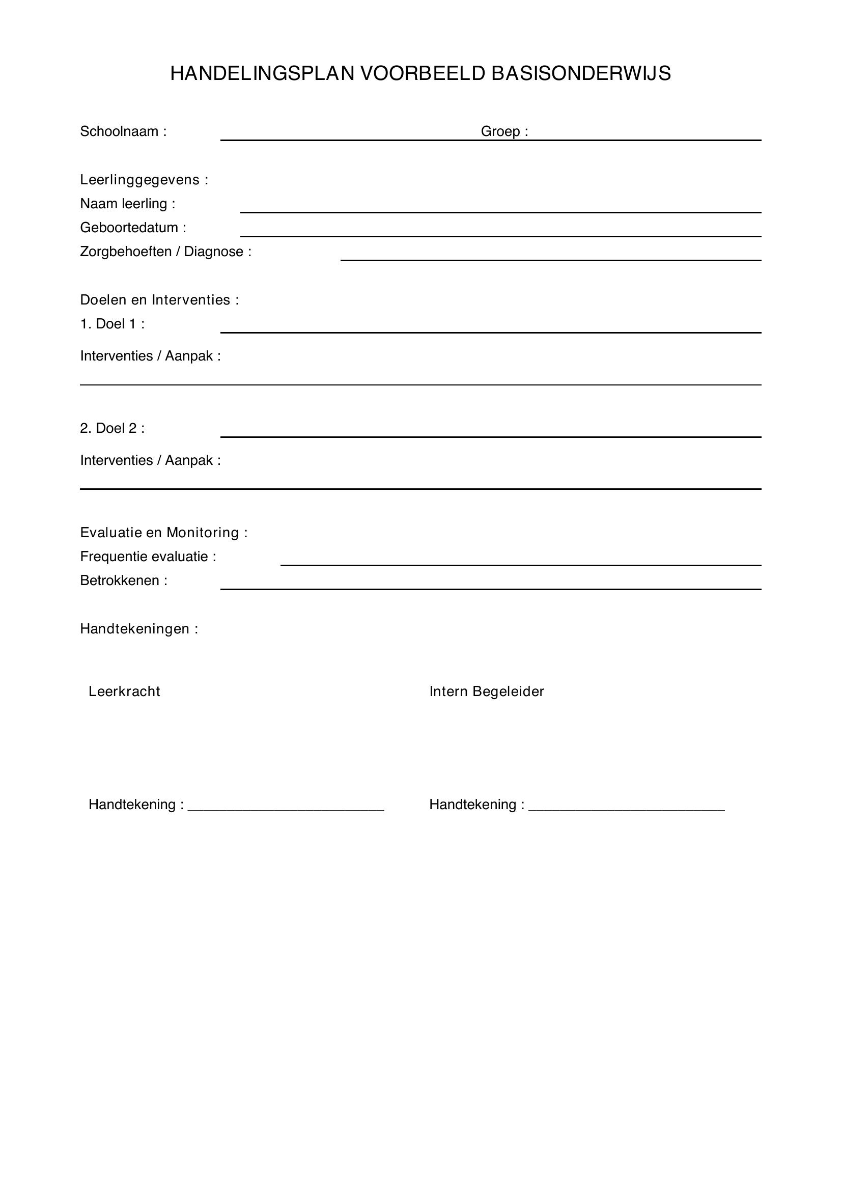 Handelingsplan Voorbeeld Basisonderwijs