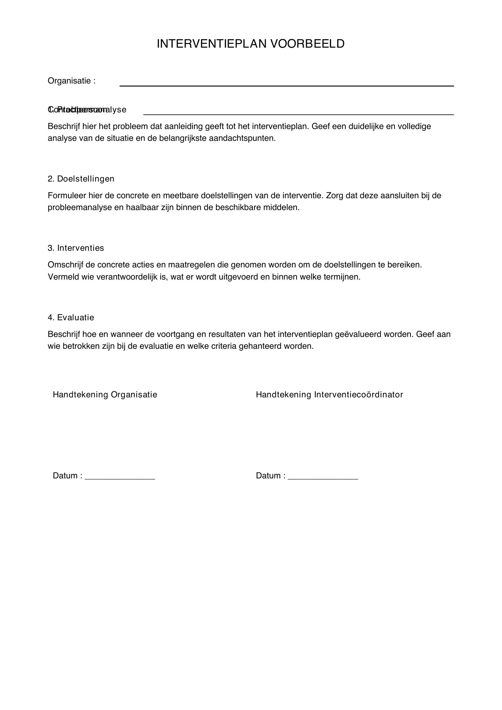 Interventieplan Voorbeeld