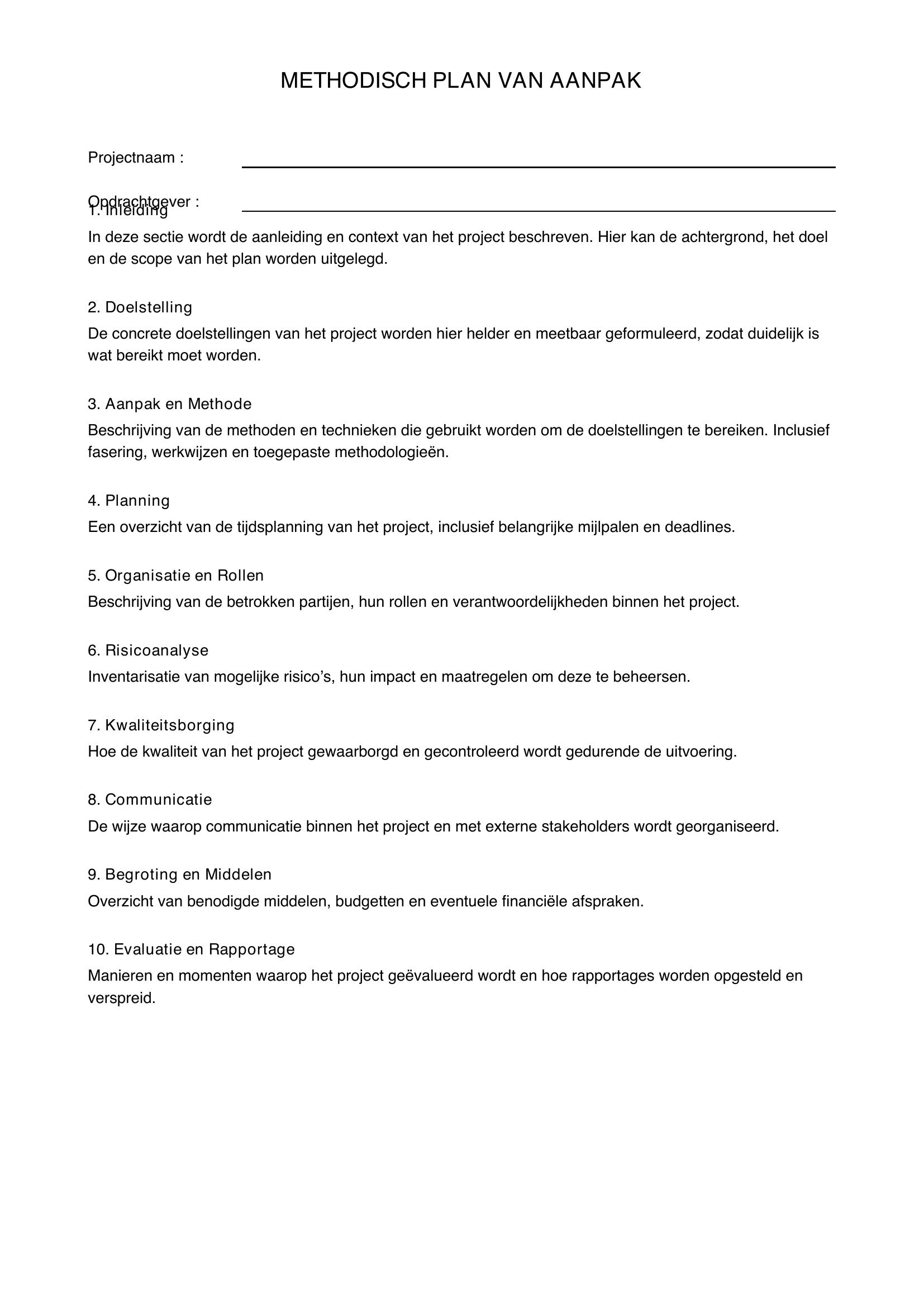 Methodisch Plan Van Aanpak