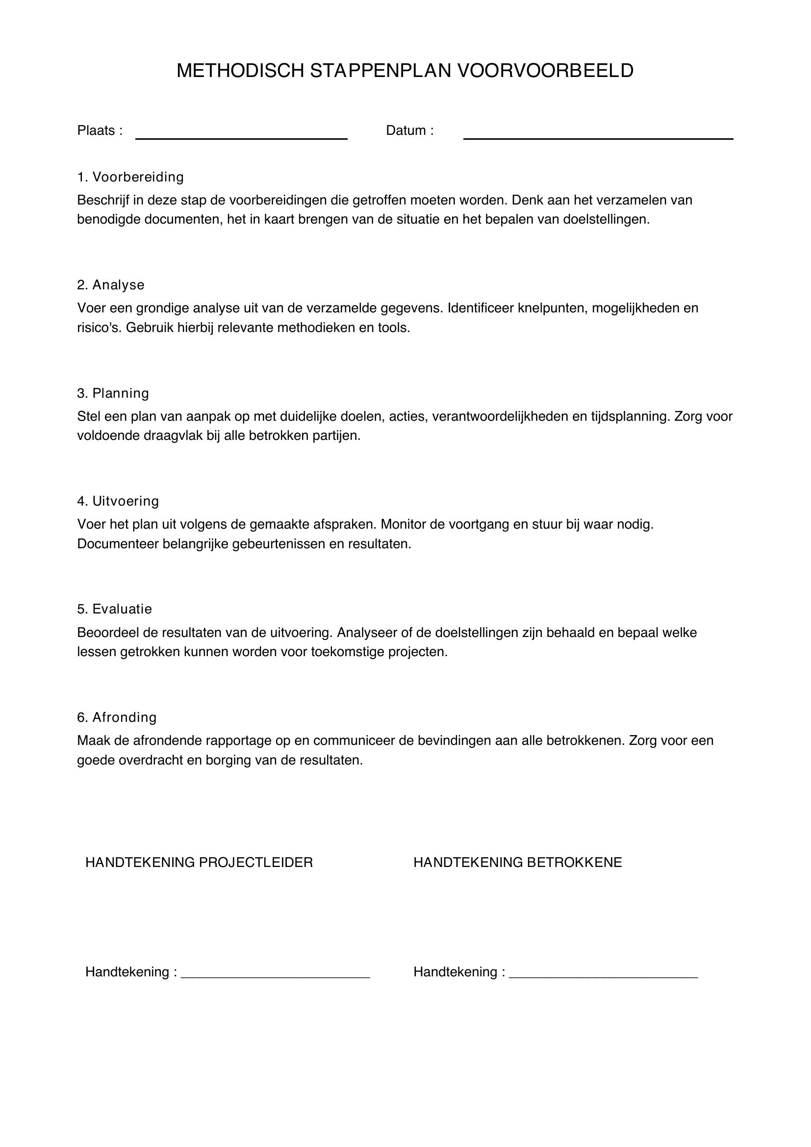 Methodisch Stappenplan Voorbeeld