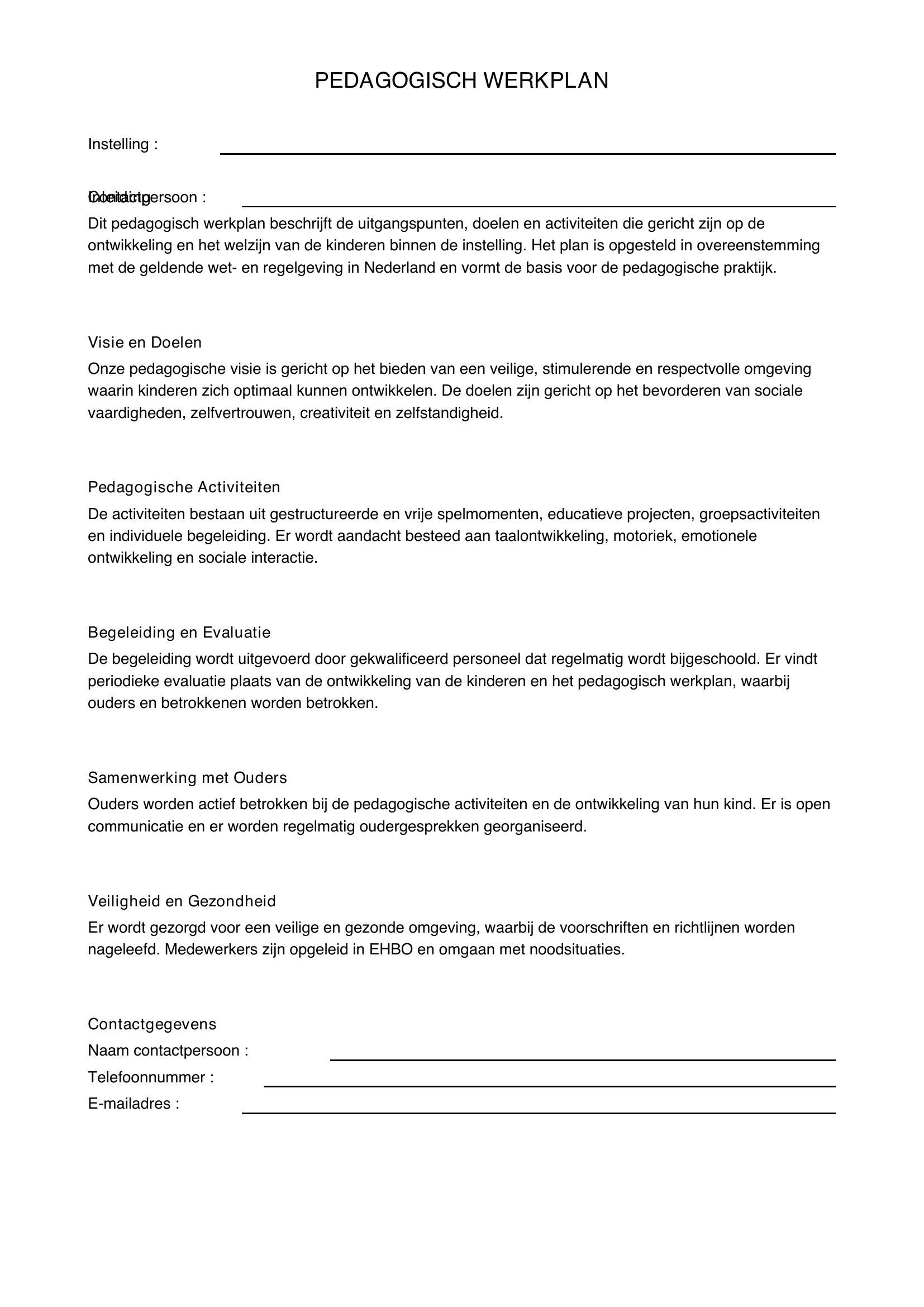 Pedagogisch Werkplan