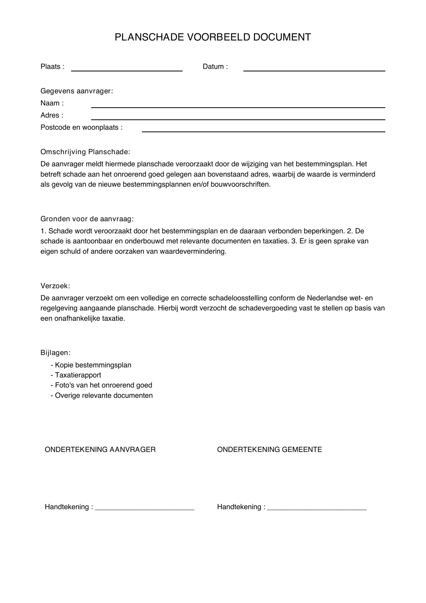 Planschade Voorbeeld
