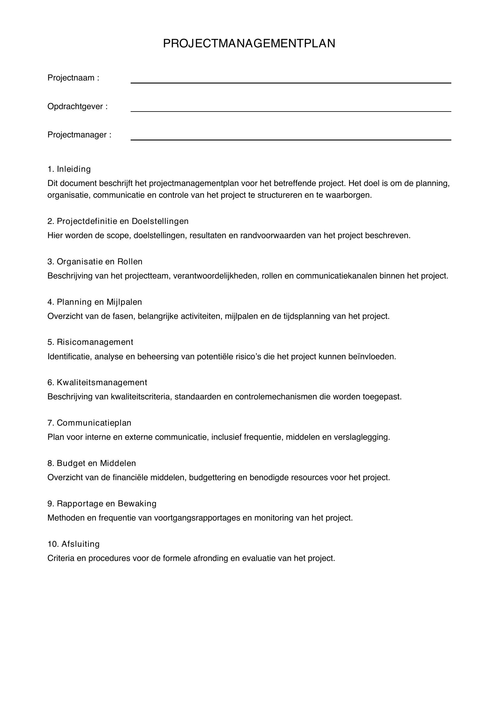 Projectmanagementplan