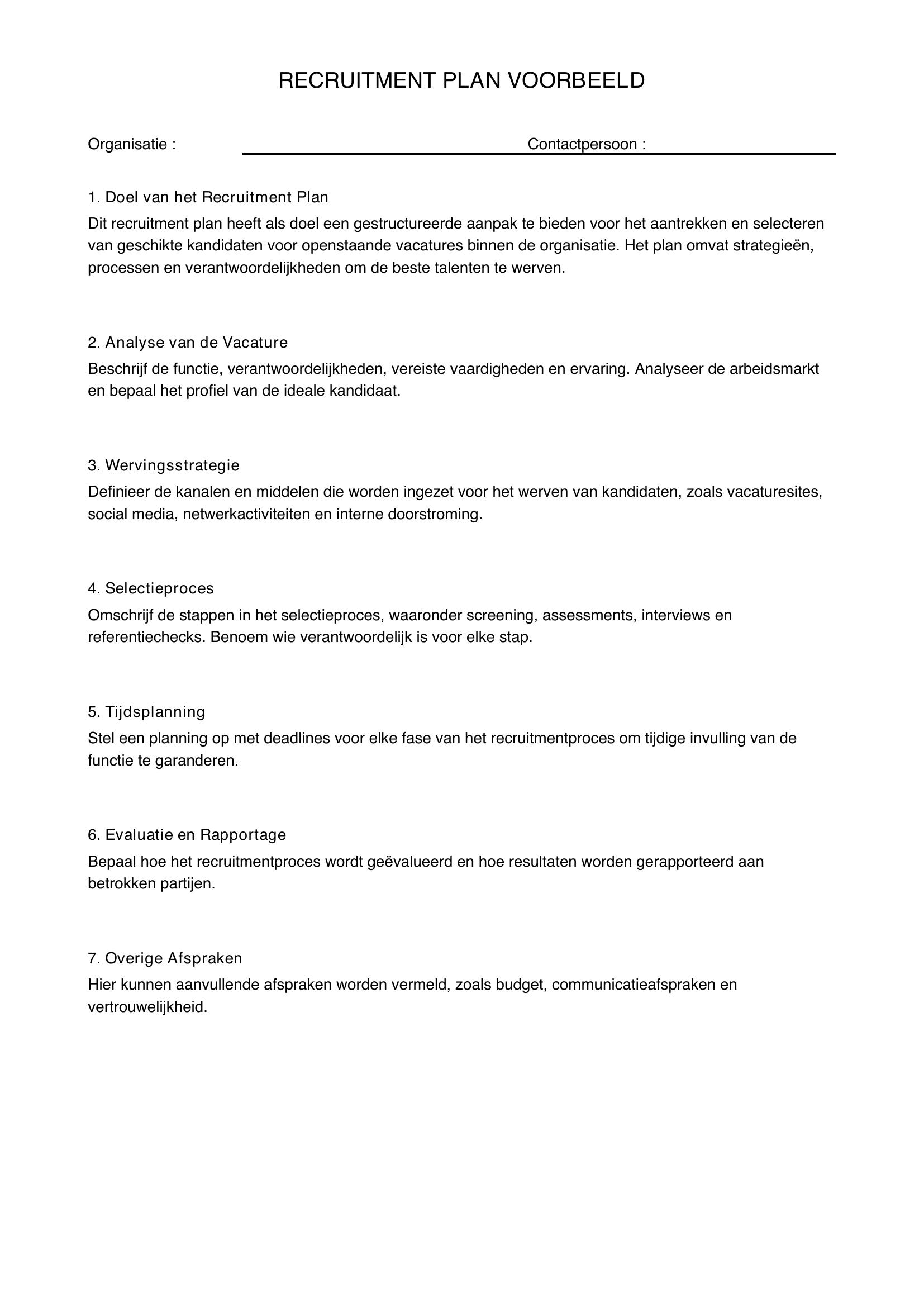 Recruitment Plan Voorbeeld