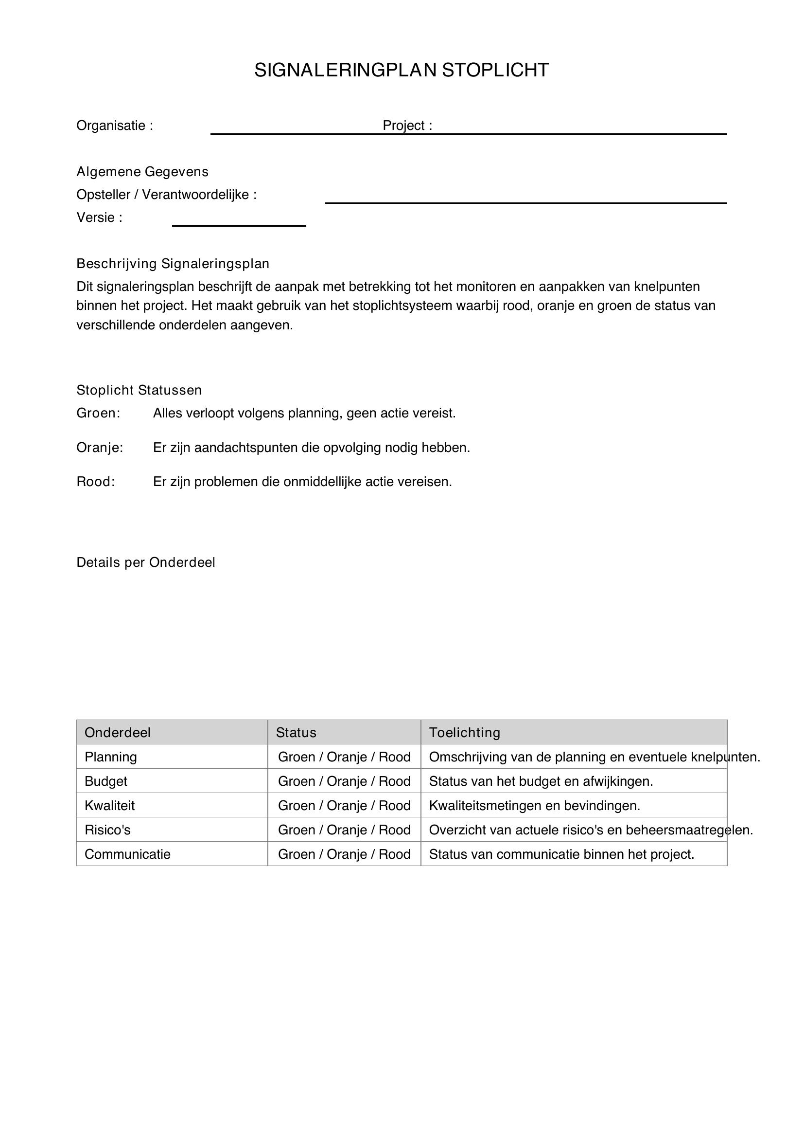 Signaleringsplan Stoplicht