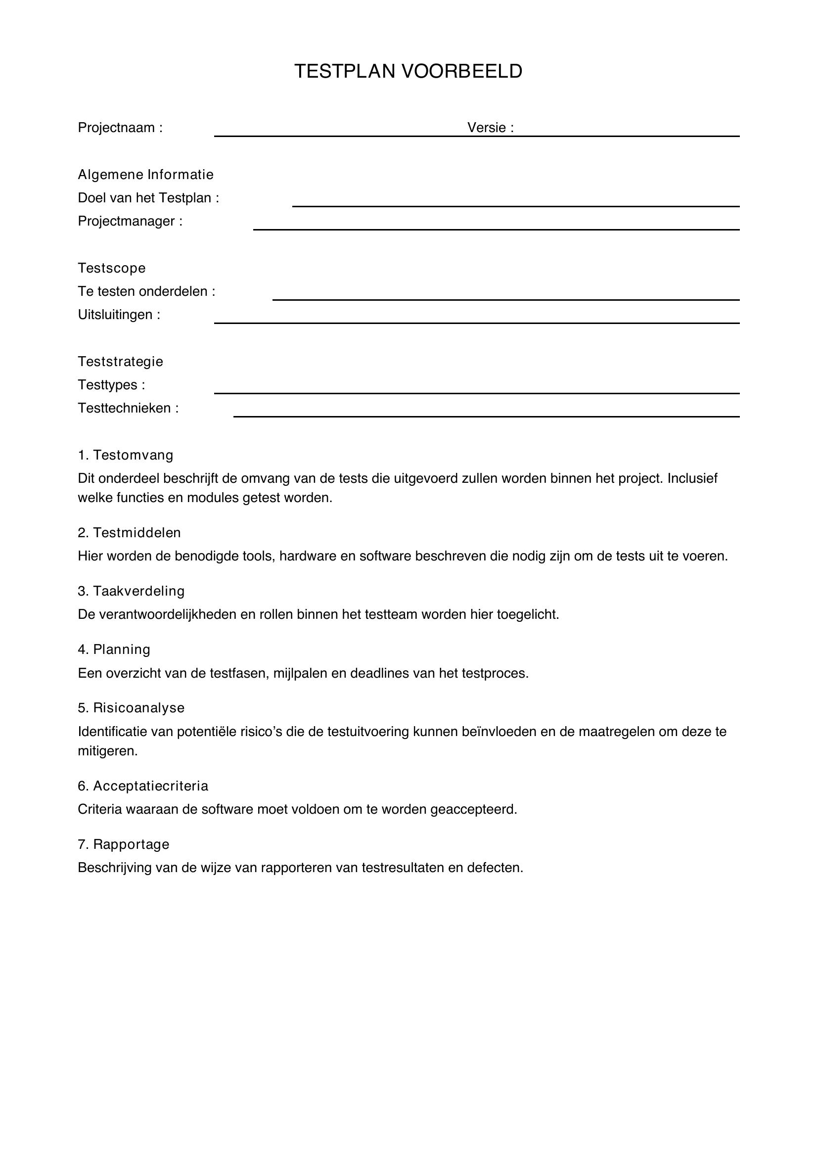 Testplan Voorbeeld